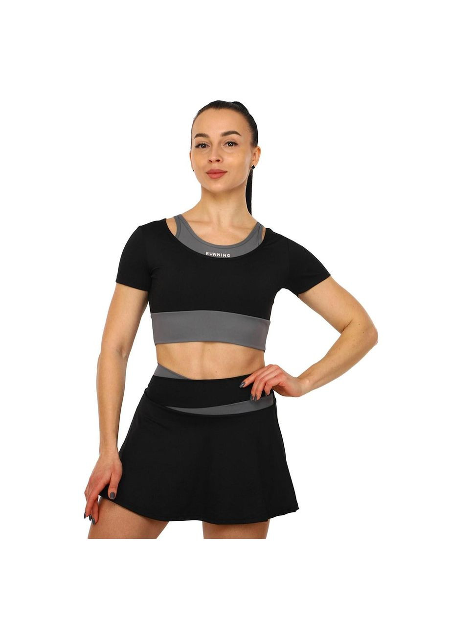 Комплект спортивний жіночий спідниця та топ JYMD035-JYMQ005 розмір чорний SP-Sport (342106391)