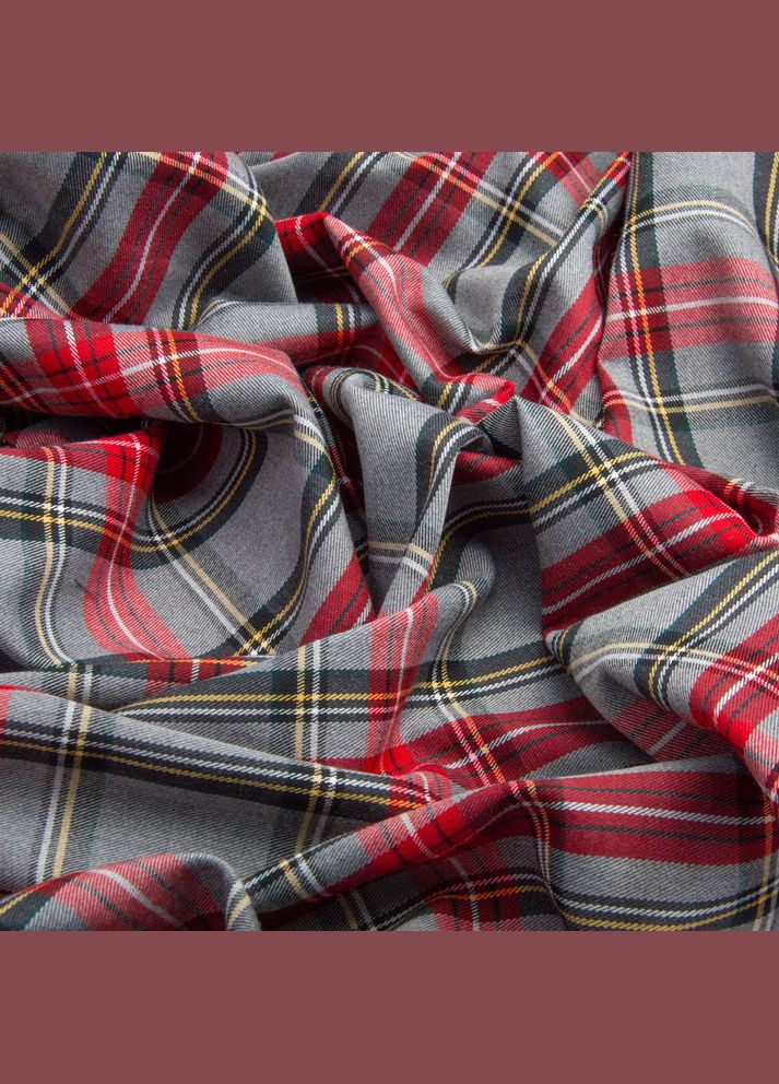 Тканина костюмна Клітина, 148 см, 265 г/м2, Клітка, Шотландка, костюмка сіро червона IDEIA (325408601)