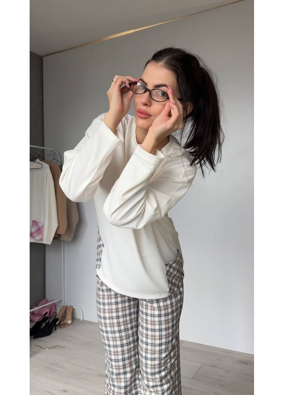 Бежева всесезон піжама жіноча кофта + брюки Гермес