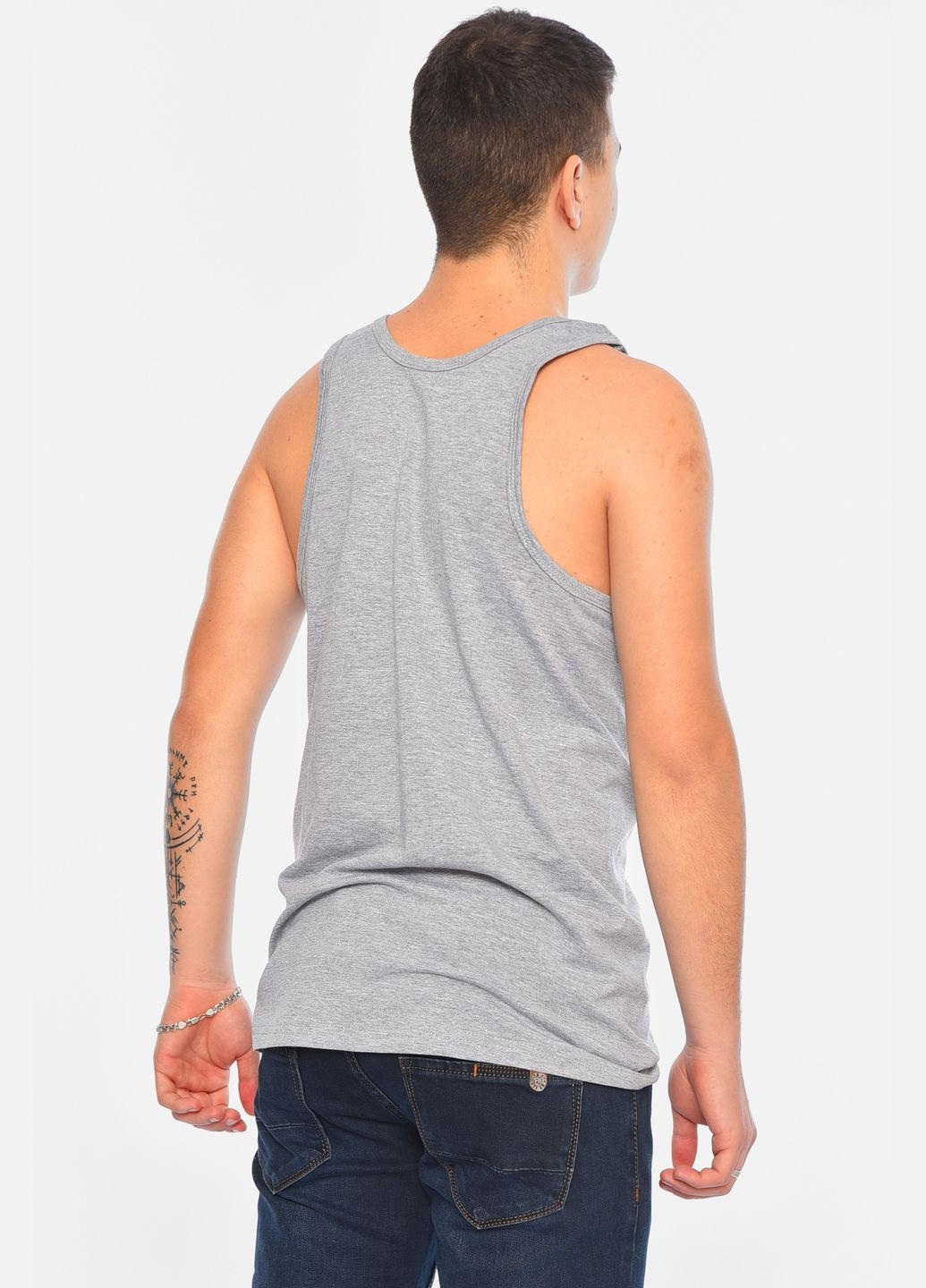 Майка чоловіча однотонна сірого кольору Let's Shop (315478760)