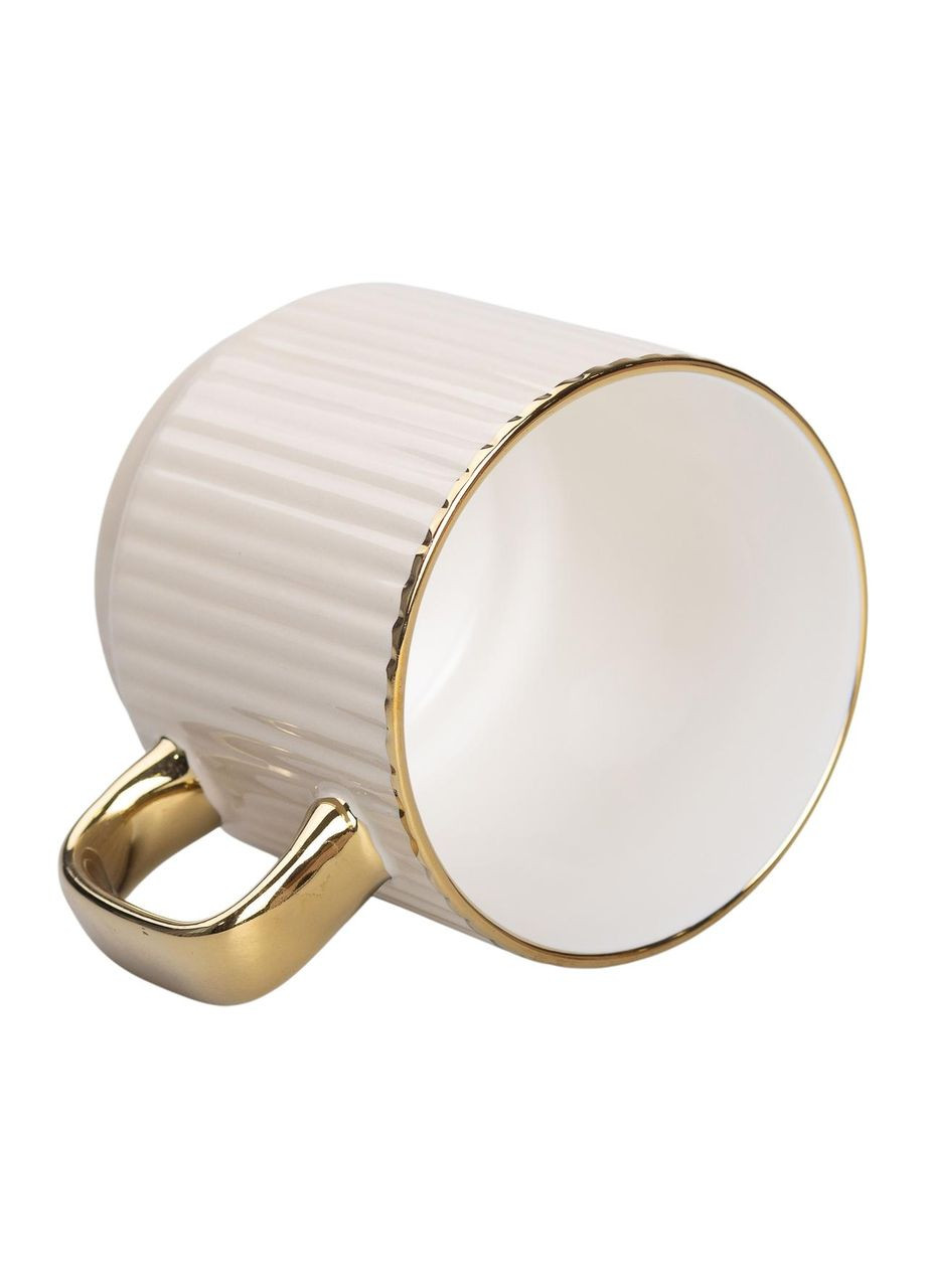 Чашка керамічна із золотим обідком і золотою ручкою 300 (мл) Бежева Liling Rongxiang Ceramic (357207152)