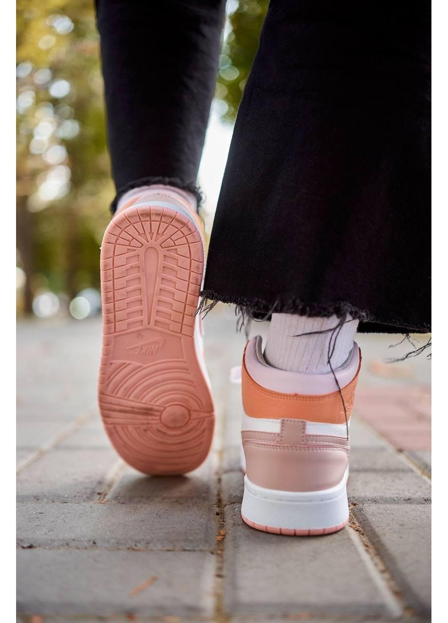КРОСІВКИ ЖІНОЧІ NIKE AIR JORDAN 1 RETRO ORANGE WHITE BEIGE НАЙК АІР ДЖОРДАН No Brand бежеві демісезони (367177880)