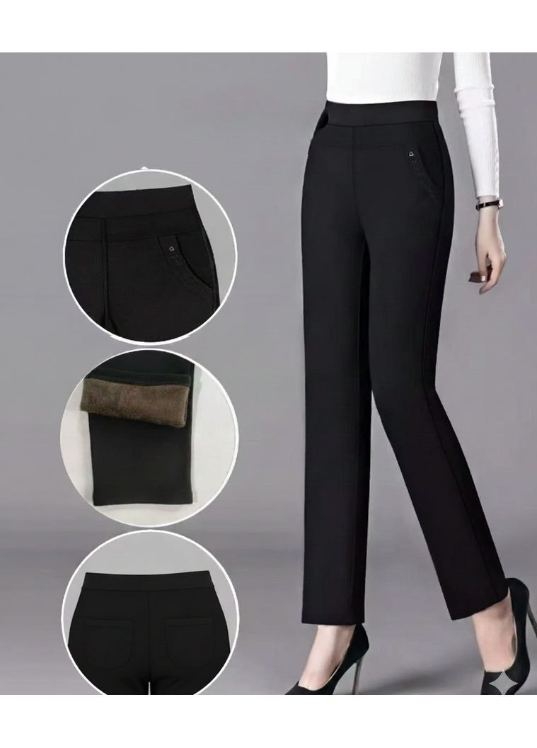 Лосини-штани жіночі з начосом і кишенями (батал) No Brand (371591749)