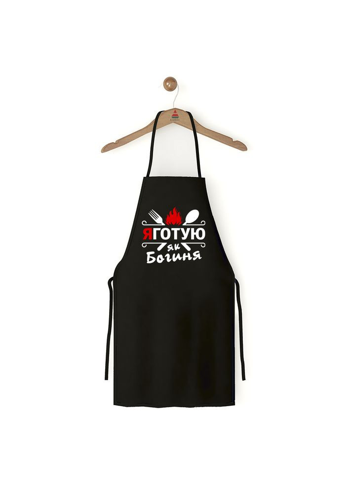 Фартух чорний кухонний з оригінальним принтом "Я готую як Богиня" Кавун (316112769)
