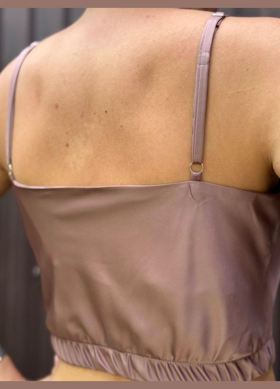 Топ на резинці з шовку Армані Шоколадний Maybel (338881400)