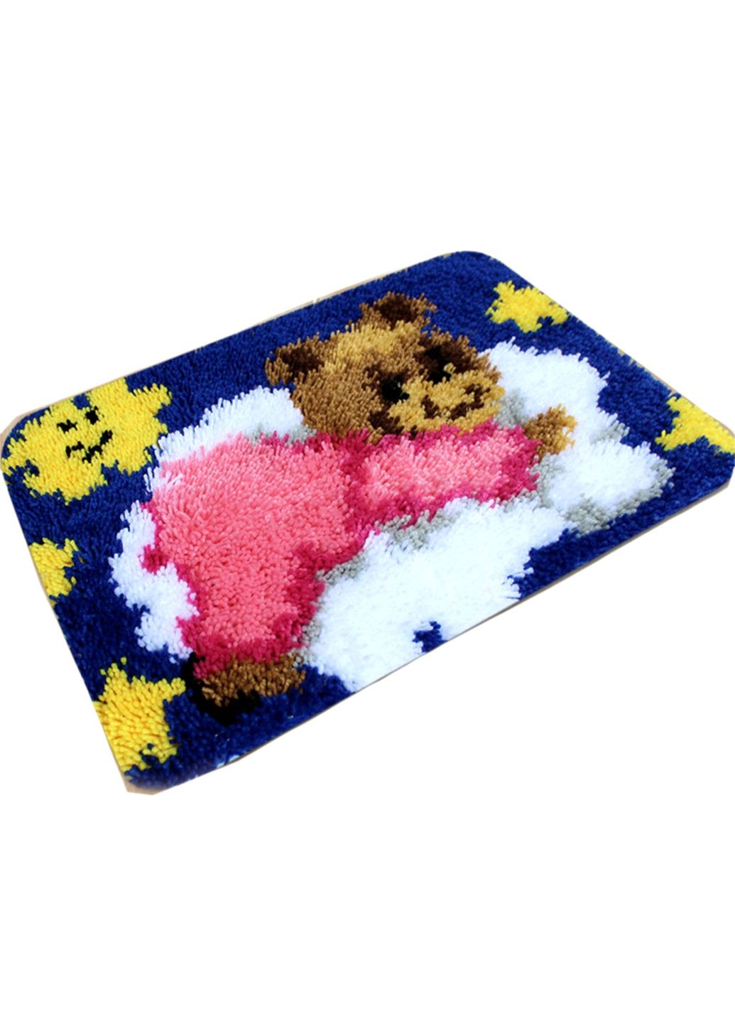Набор для ковровой вышивки коврик мишка в розовом (основа-канва, нити, крючок для ковровой вышивки) No Brand 4437 (293943059)