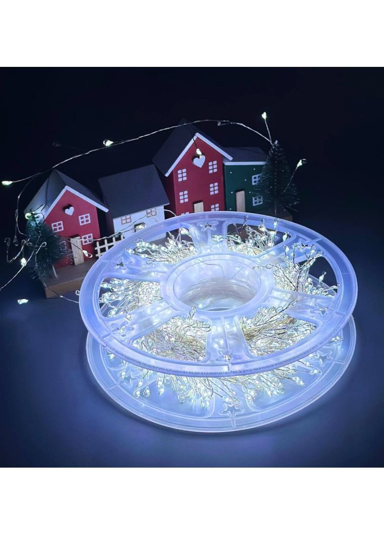 Светодиодная гирлянда для елки/декоративная/уличная мишура Роса 900 LED 8 режимов с пультом ДУ белый свет 30 метров VTech (366670215)