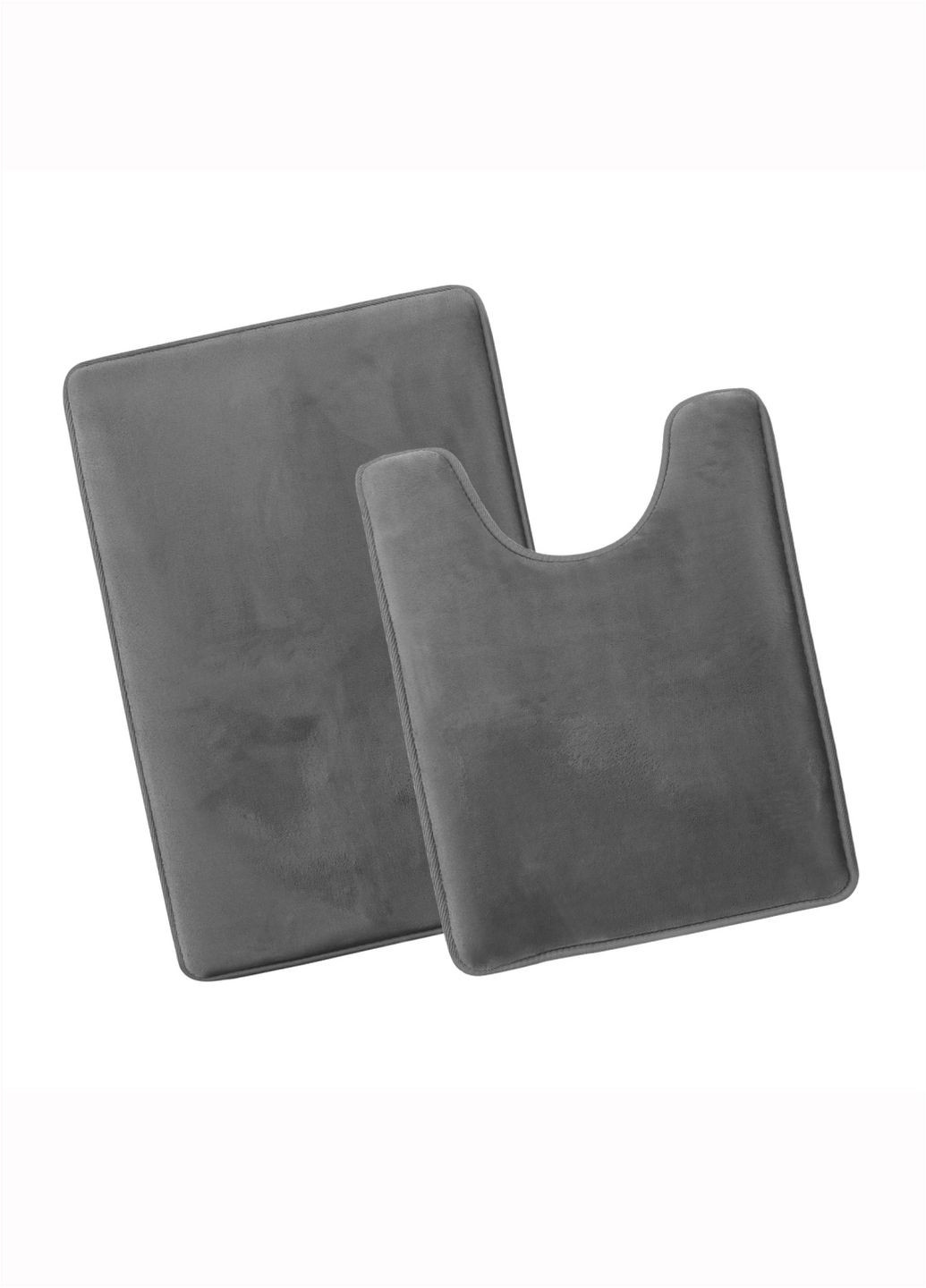 Набір м'яких килимків для ванної та туалету з ефектом пам'яті 2 шт (50 х 80 см та U-подібний 50 х 50 см) Графітовий Aquarius (281327199)