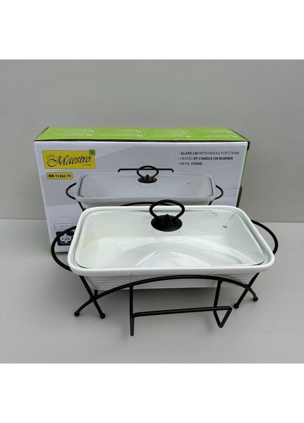 Мармит керамический прямоугольный 36 см 1,2 л с черной подставкой MR-11262-73 Maestro (363977616)