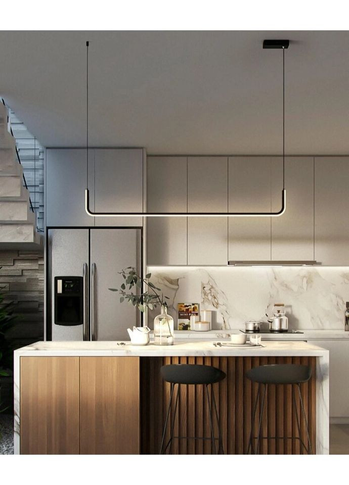 Люстра светодиодная подвесная LED светильник для квартиры на потолок лэд 27325 Черный 20-150х12х92 см. Sunnysky (324395829)