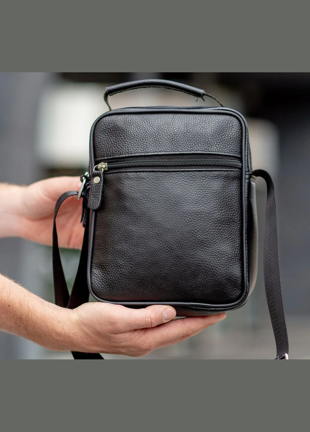 Месенджер чоловічий з натуральної шкіри чорного кольору 2334 Borsa Leather (305577597)