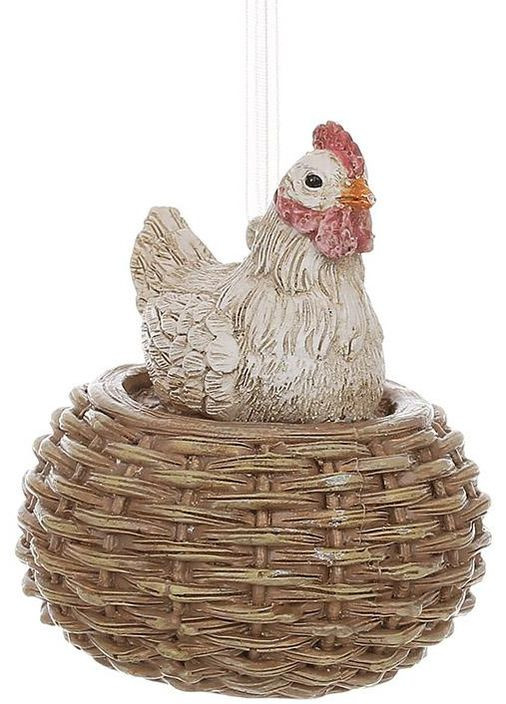 Набор фигурок-подвесок Курочка-наседка 6 штук Пасхальный декор из полистоуна для украшения интерьера Bona (368979695)