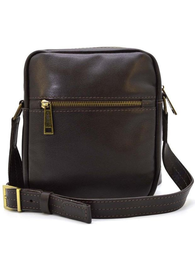 Сумка планшет через плече чоловіча з натуральної шкіри маленька для документів та для телефону Темно-коричневий 35778 TARWA (337466423)