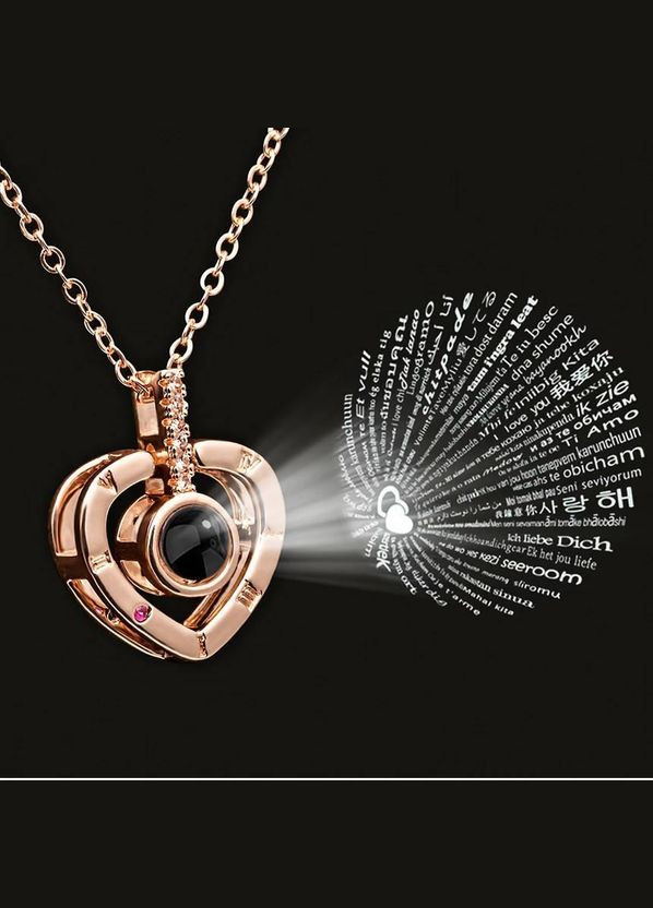 Кулон в форме сердца с проекцией "I love you" на 100 языках мира No Brand (334337697)