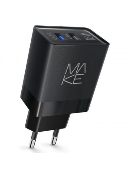Зарядний пристрій MAKE 18w qc3.0+2.4a black (268144831)