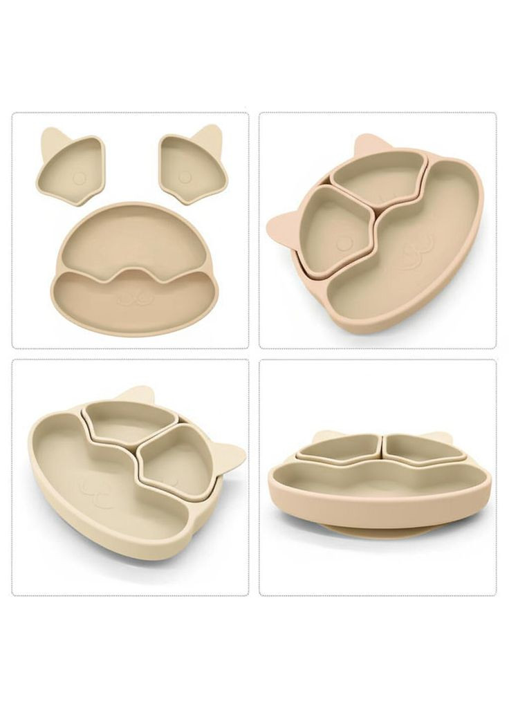 Набір силіконового дитячого посуду для прикорму на присосках із харчового силікону No Brand (362712341)