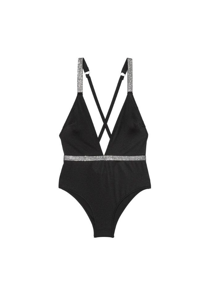Черный купальник закрытый женский shine strap one-piece swimsuit черный Victoria's Secret