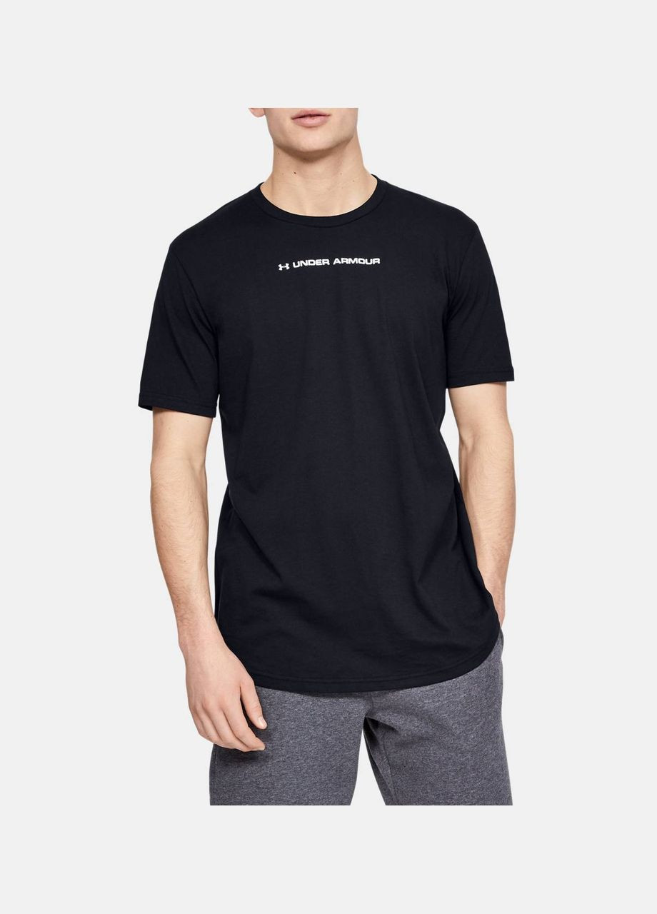 Чорна чоловіча футболка біла для залу, спорту з принтом спереді, в стилі under armour No Brand
