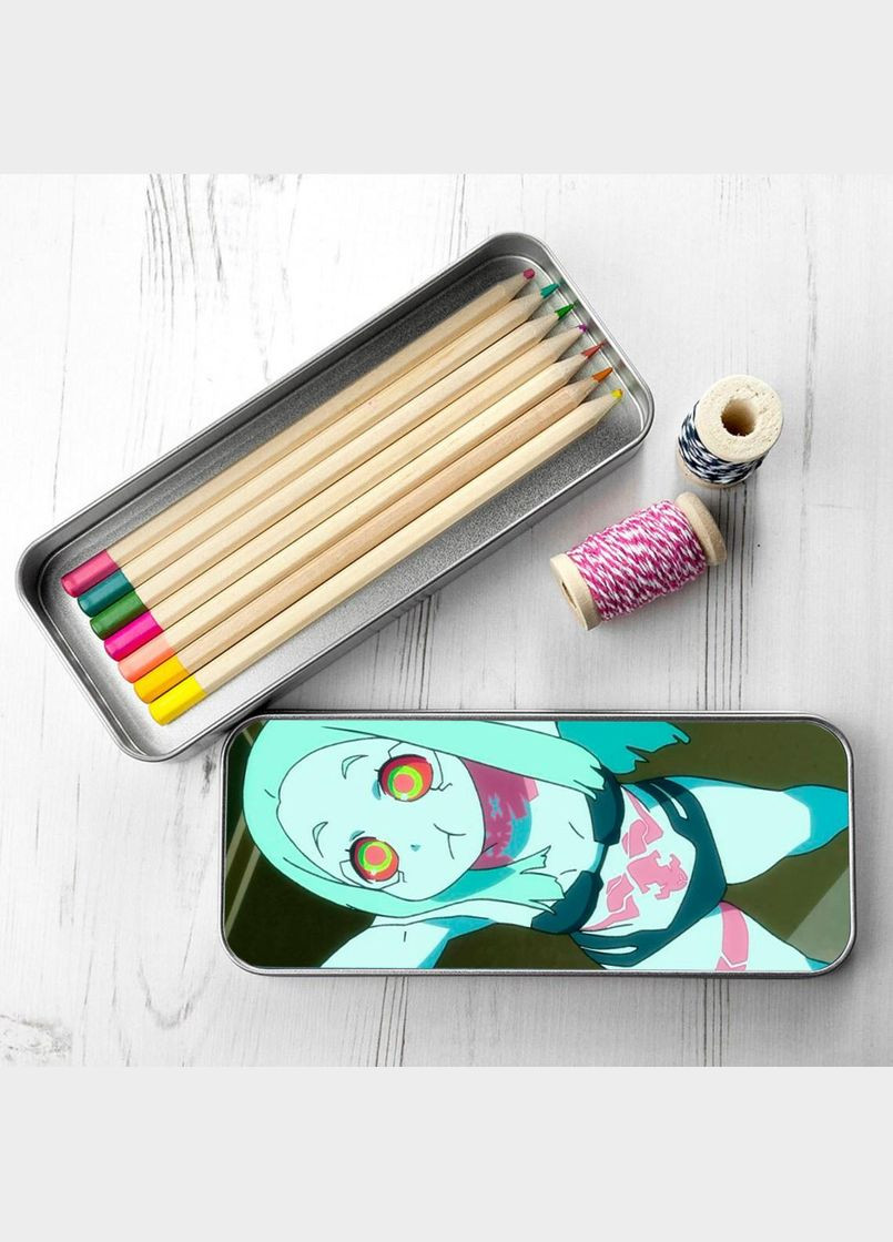 Органайзер для канцелярського приладдя металевий, кейс для дрібниць Кіберпанк #012 7*18 см Silver No Brand (309156271)