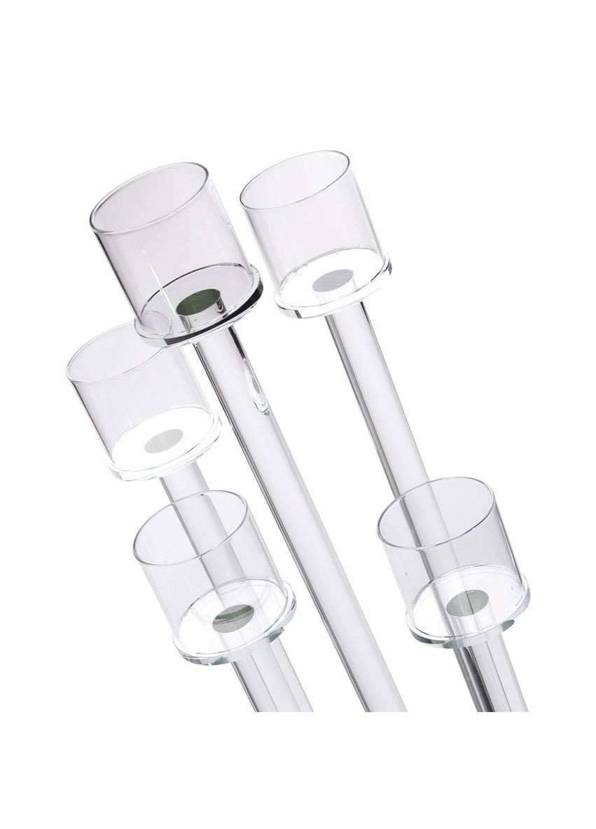 Підсвічник скляний на 5 свічок 20×56.5 см підсвічник декоративний прозорий на ніжці HP-4-16 Yiwu (370973831)