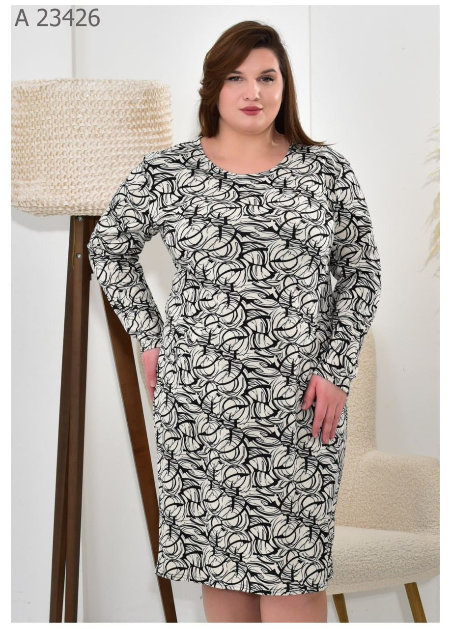 Чорно-білий повсякденний жіноча сукня великого розміру SK