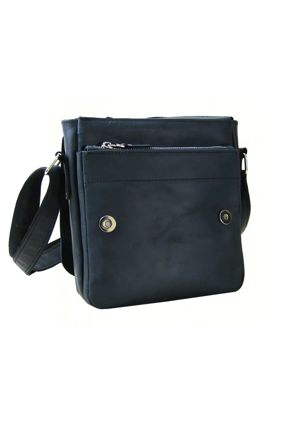 Мужская кожаная сумка через плечо планшет мессенджер из натуральной кожи с клапаном черная 23×20×5 см GS (329147131)