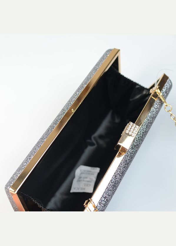 Серый женский маленький вечерний клатч бокс, мини сумочка с блестками на цепочке No Brand (311282286)