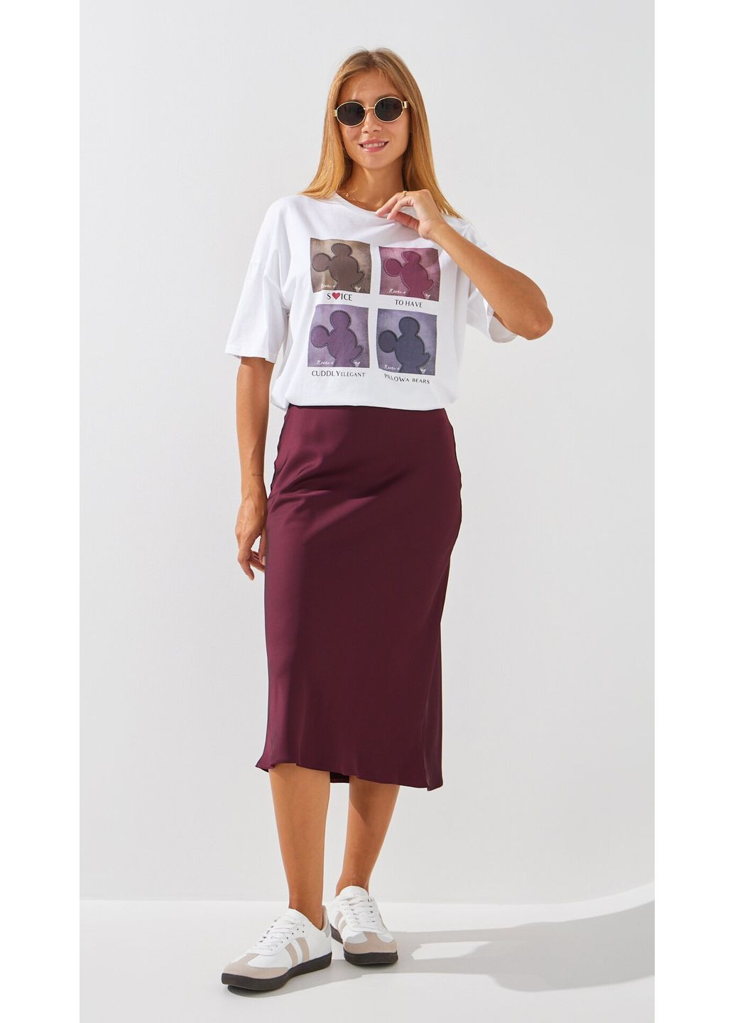 Бордовая кэжуал однотонная юбка однотонная женская 2514 бордовый shop (2000999229244) On me