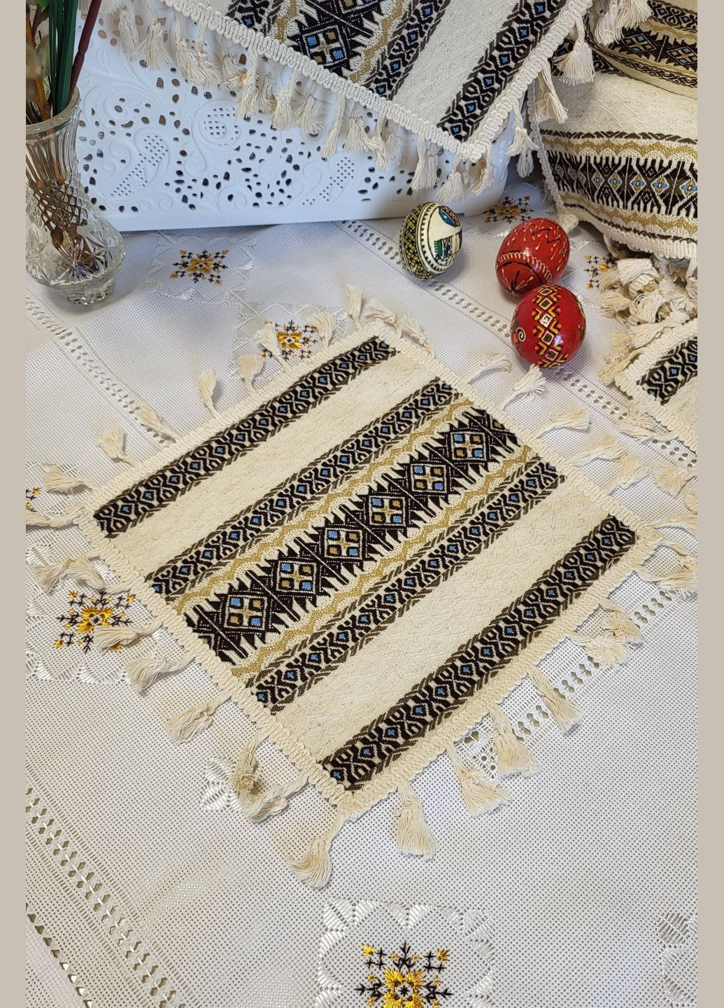 Ткано-декоративная салфетка-полотенце с торками на праздничную корзину Hand Made (317050614)