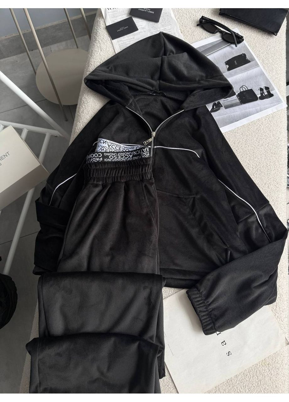 Жіночий спортивний костюм з велюру на хутрі: кофта з капюшоном + штани MonCher (367267856)