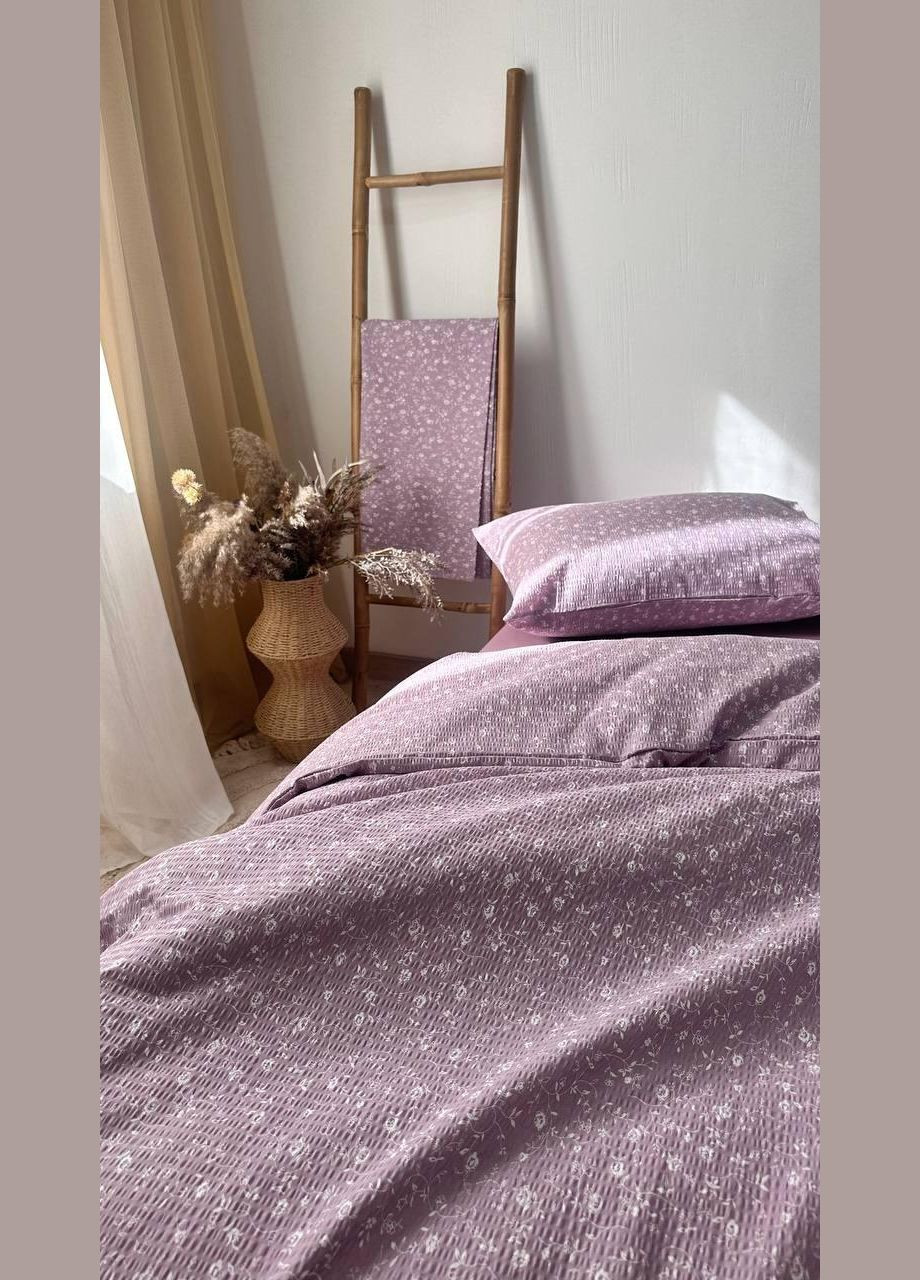 Постельное белье из натурального хлопка Ранфорс жатка Семейный 150 x 210 см Сиреневый (П1Е5402-1-03) No Brand (348095118)