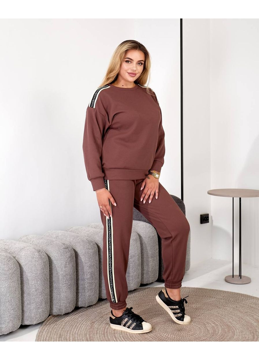 Жіночий спортивний костюм з лампасами зі стразів "Вафельний блиск" | Розмірна сітка в описі GD/GL Модний простір (364966533)