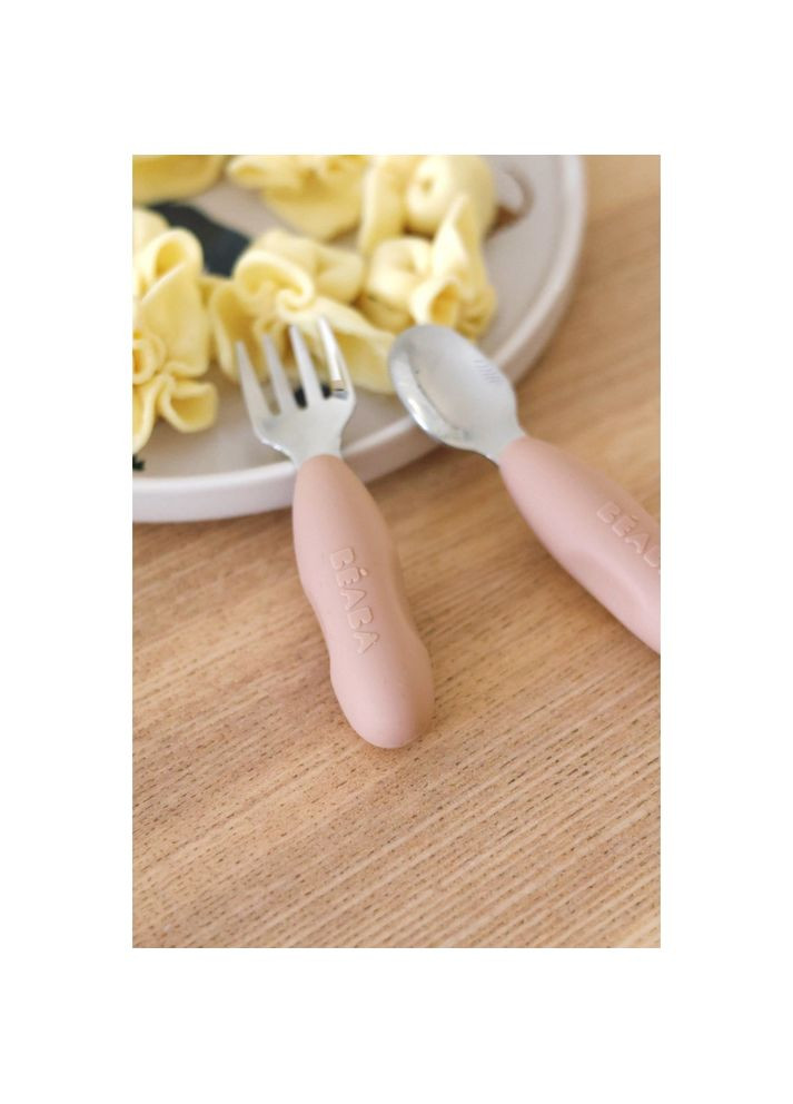 Набор ложка и вилка металлическая 10+розовый, арт. 913596 Beaba (369669009)