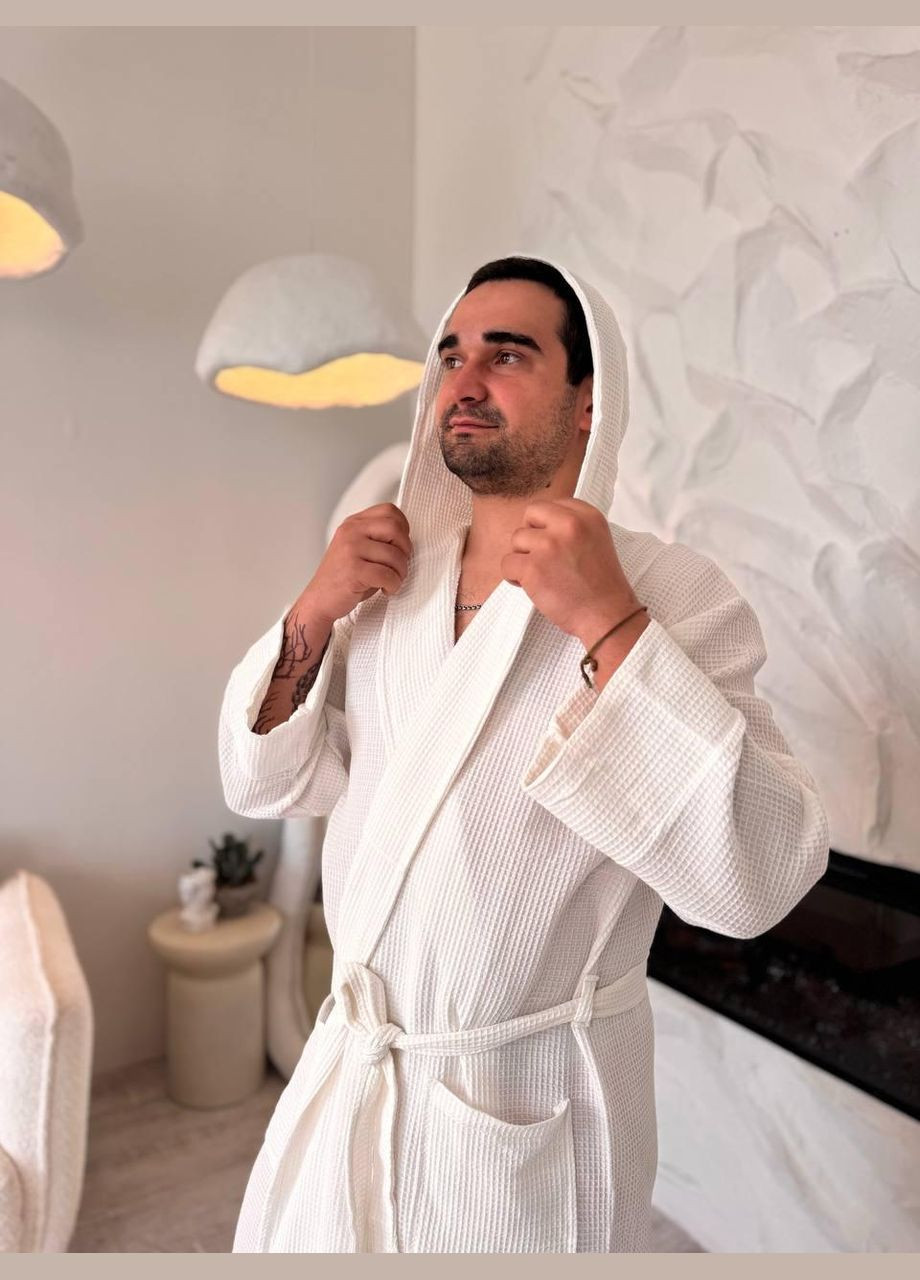 Халат вафельний чоловічий Білий (П4К-al-hal-vafel-m-003-02) No Brand (356515916)