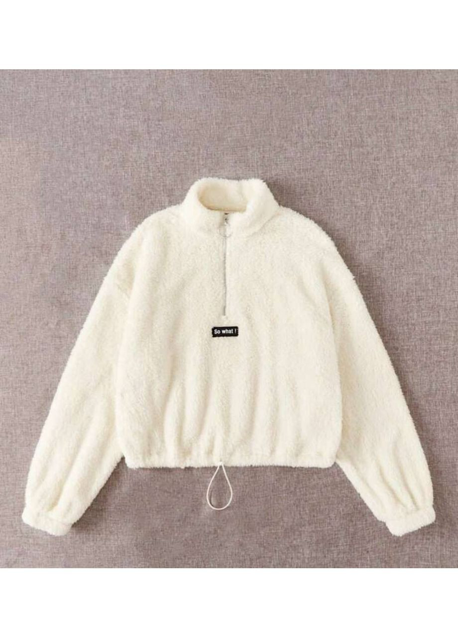 Молочный женский укороченный свитшот на флисе MonCher (367088142)