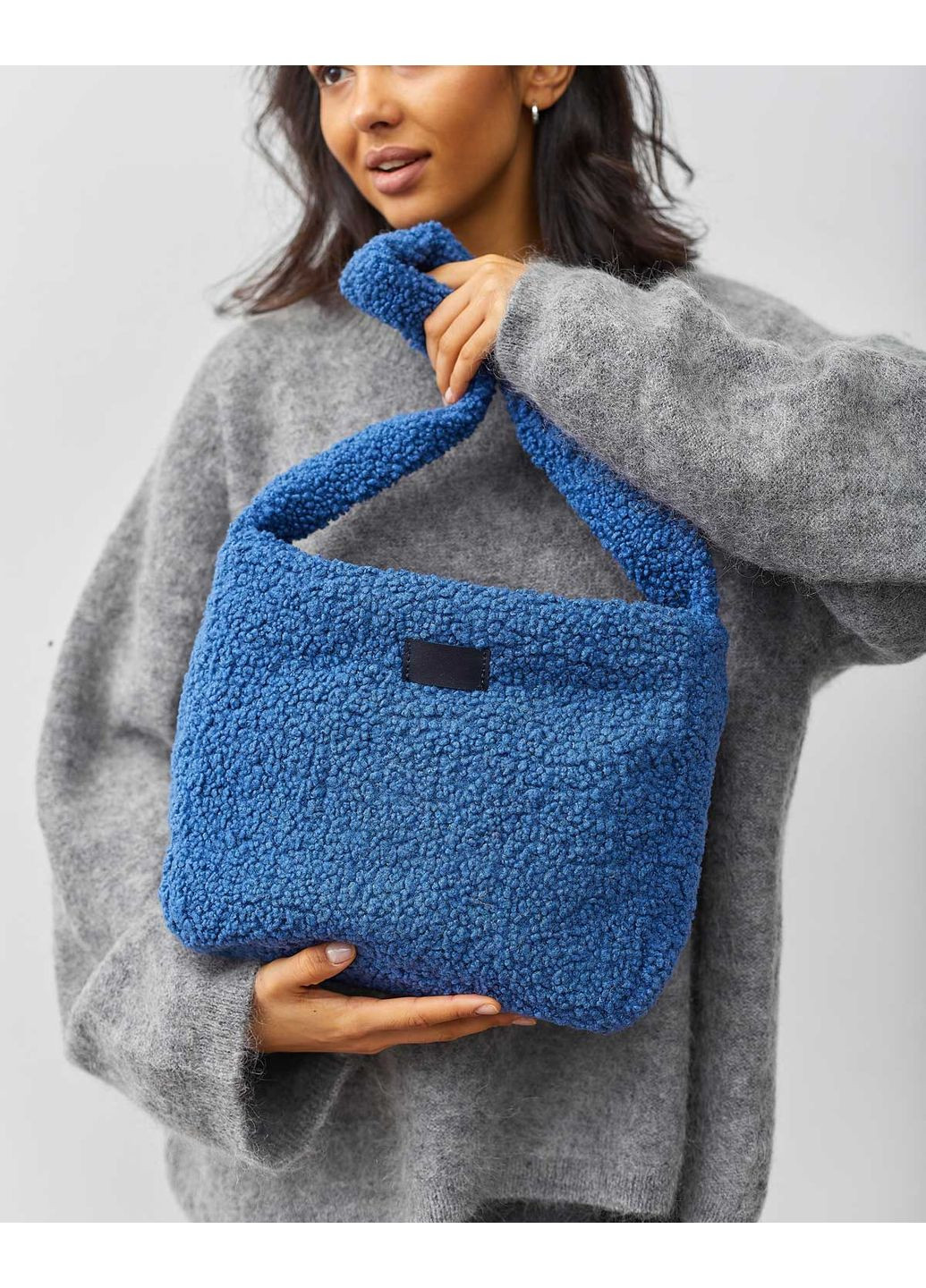 Женская сумка Кико синяя из экокожи и меха молодежная сумка на молнии с плечевым ремнем ProDobro (367267115)