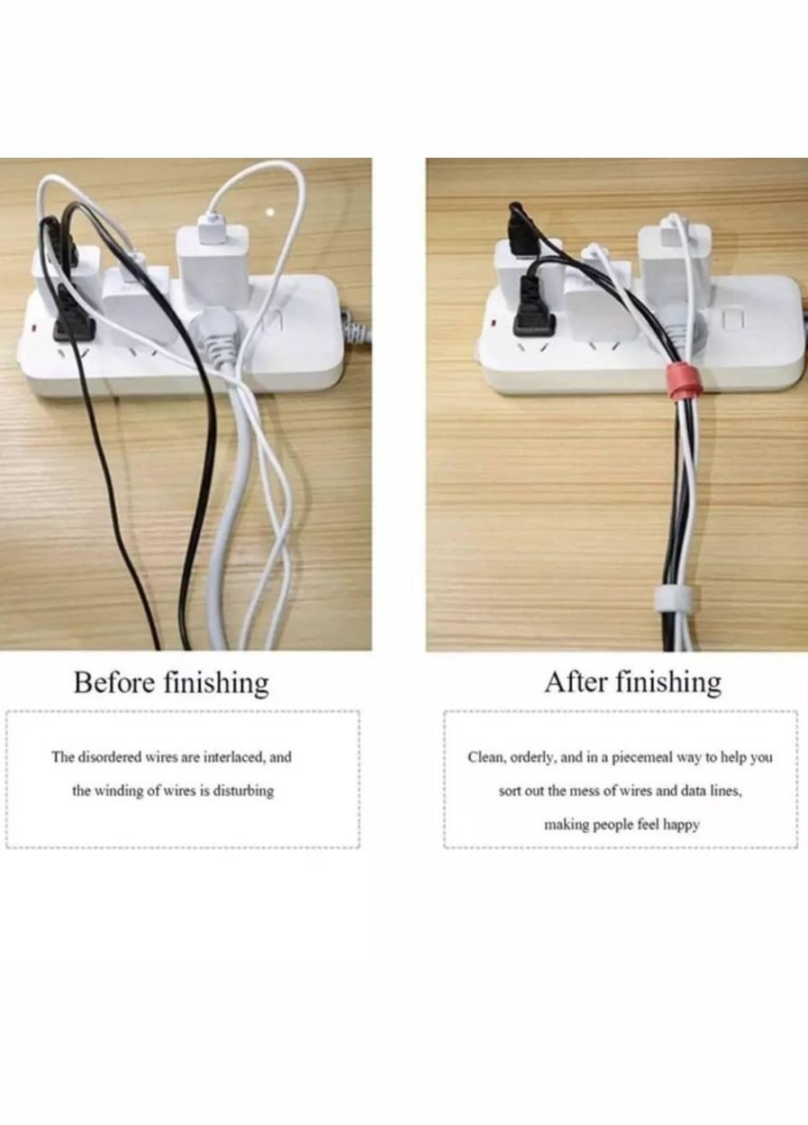 Органайзер кабелю Beus Pro стяжка липучка хомут для проводів 50 штук багаторазові Різнокольорові No Brand (330778710)