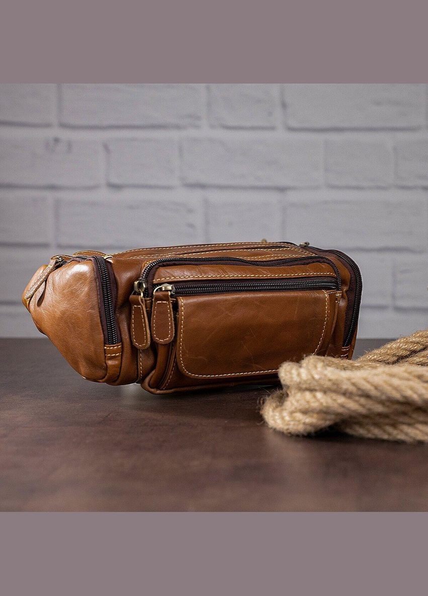 Сумка на пояс объемная 14695 Коричневая Vintage (298571192)