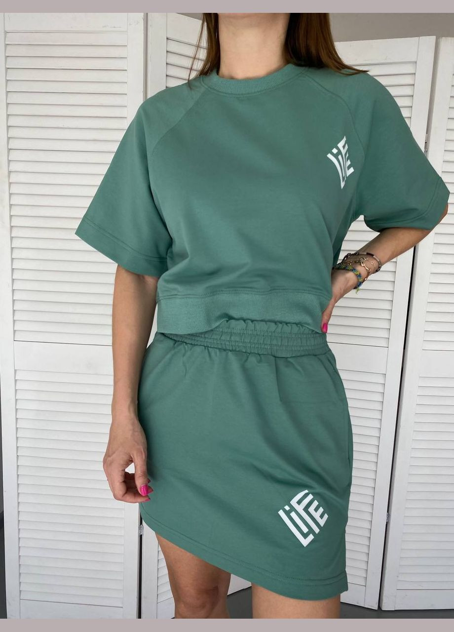 Костюм женский модный прогулочный свободный (реглан, юбка) двунитка Ballet Grace (297667548)