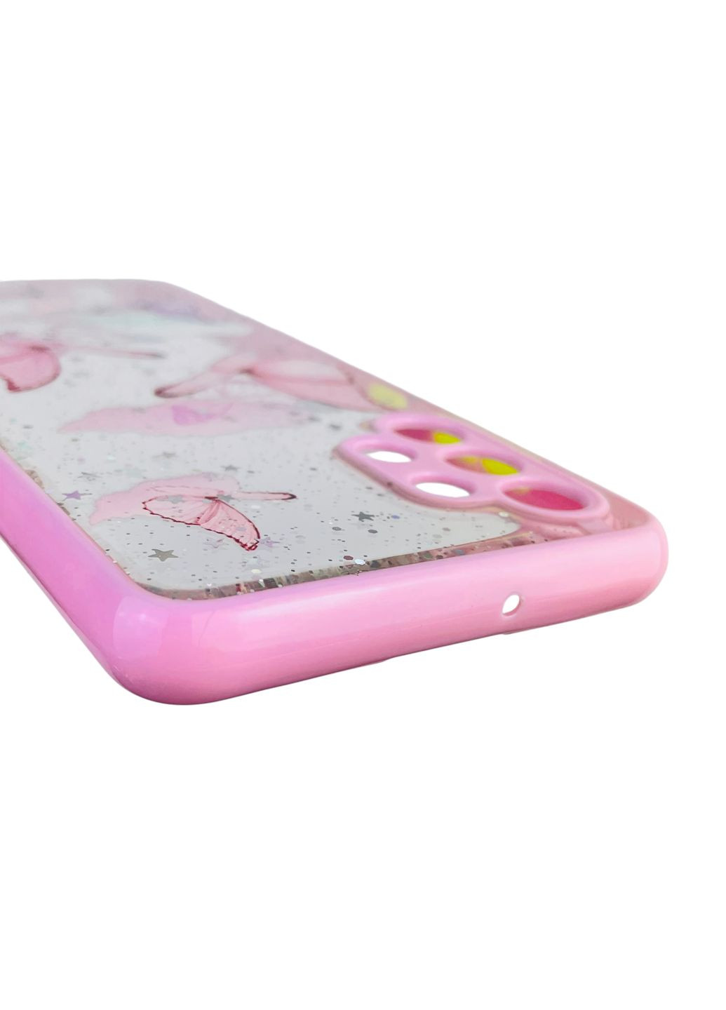 Чехол для Galaxy A32 4G (SM-A325F) с блёстками с бабочками на самсунг а32 4г розовый Samsung (366386518)