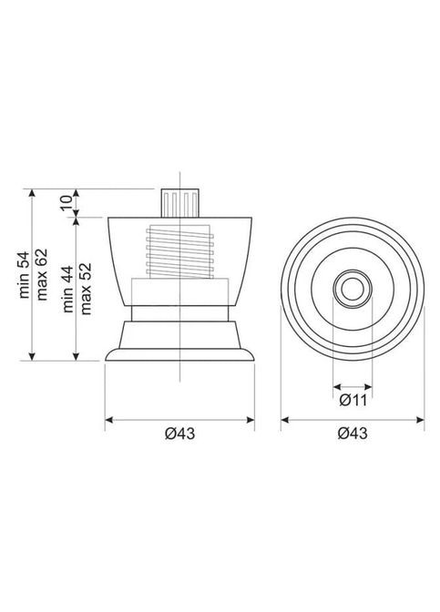 Ножная мебельная опора H=54-62 мм пластик для шкафов тумб диванов комодов пуфов (черный+сатин) для шкафа Sigma (333828786)