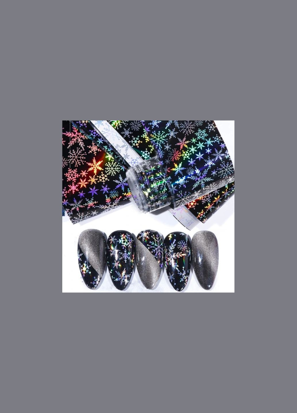 Фольгированный дизайн для ногтей новогодний, снежинки микс в ассортименте Global Fashion (299385699)