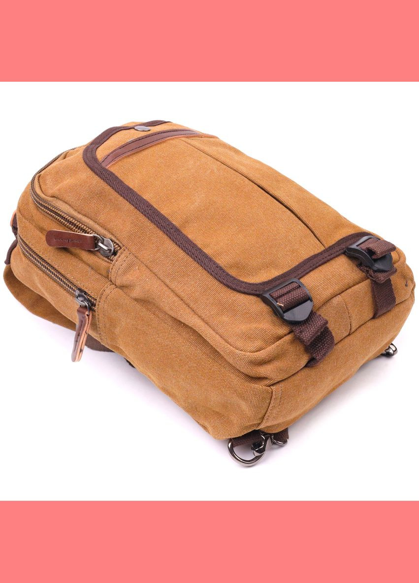 Рюкзак чоловічий сумка через плече слінг із текстилю 21257 Коричневий Vintage (302257668)