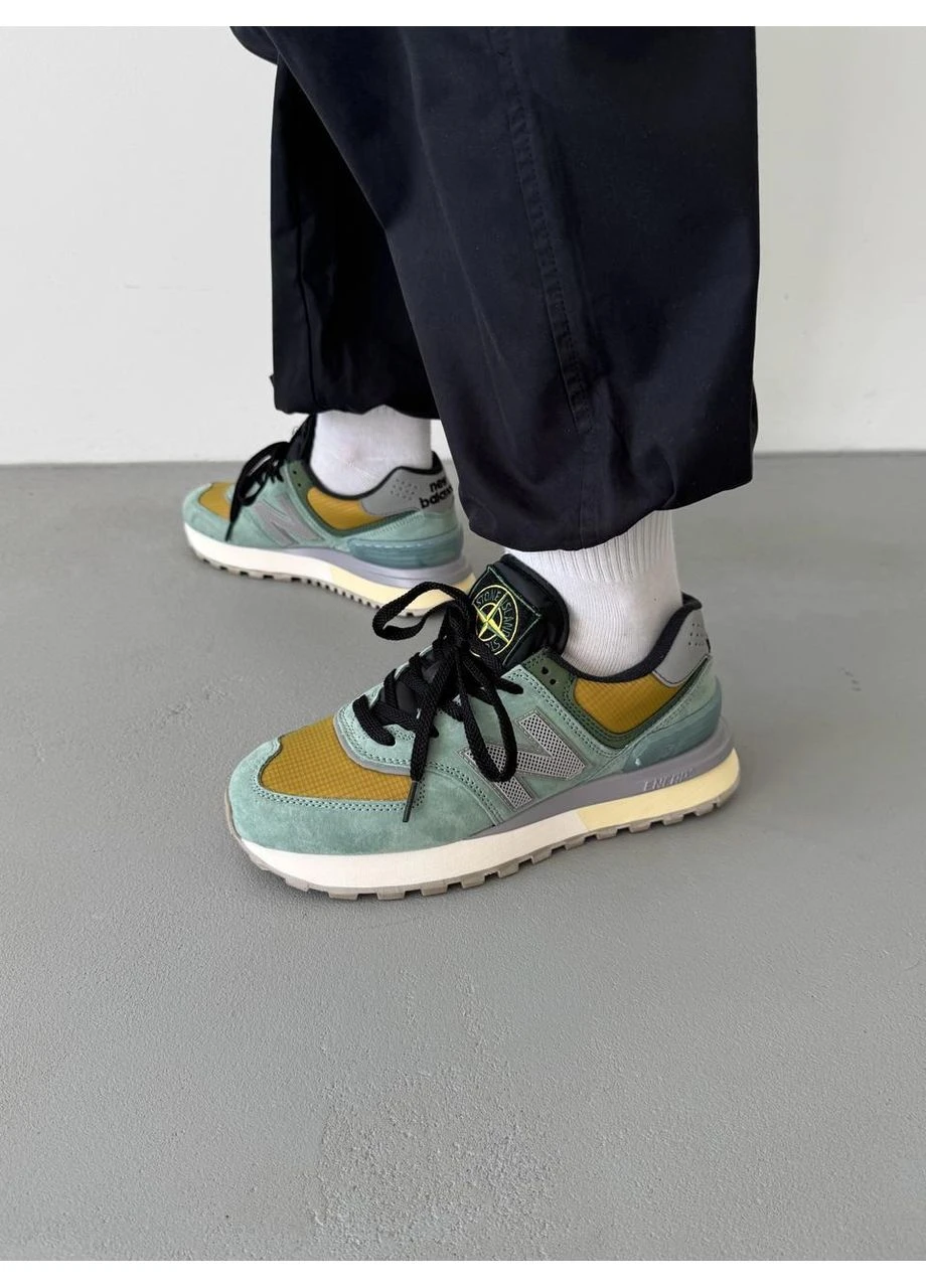 Цветные демисезонные кроссовки мужские new balance 574 legacy stone island olive yellow нью беланс 574 No Brand