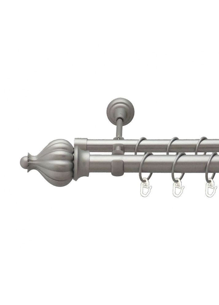 Карниз Таджа металлический двухрядный открытый гладкая труба Сатин 25\19 мм 200 см (00-00011132) ORVIT (300281935)