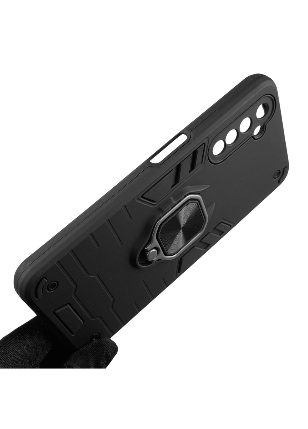 Чохол для телефона 6s броньований з магнітним кільцем-тримачем на реалмі 6с чорний Realme (366233845)