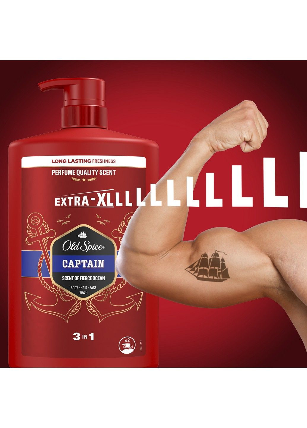 Гель для душу + шампунь 3-в-1 Captain 1000 мл Old Spice (304559067)