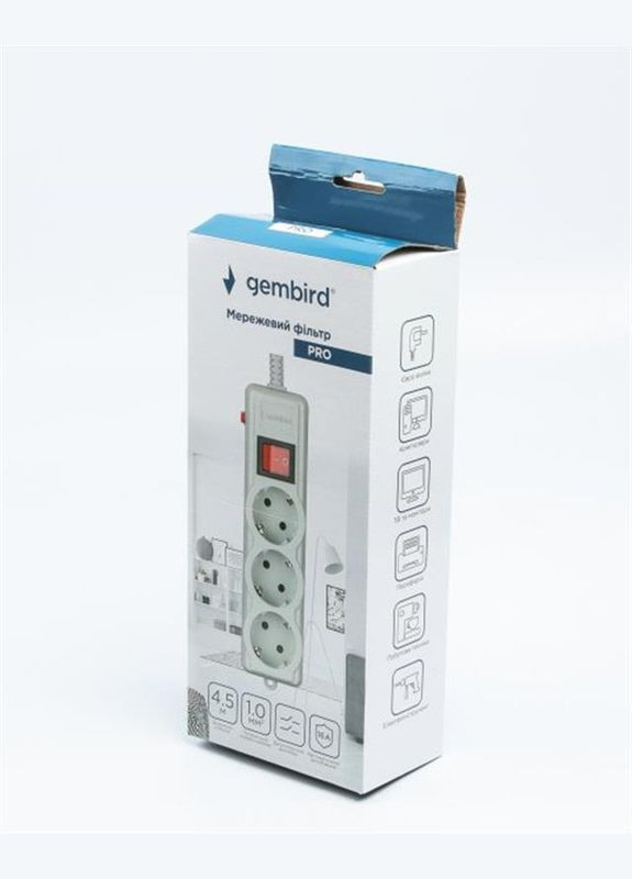 Фільтр живлення Pro (SPG3-G-15G-PRO) 3 розетки, 4.5м, Gembird (336953527)