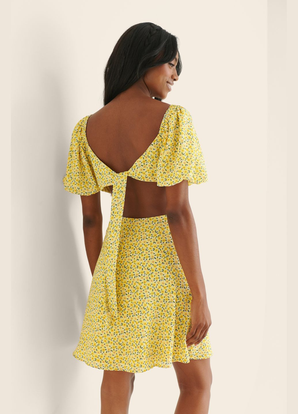 Жовтий сукня літо,жовтий в візерунки, NA-KD