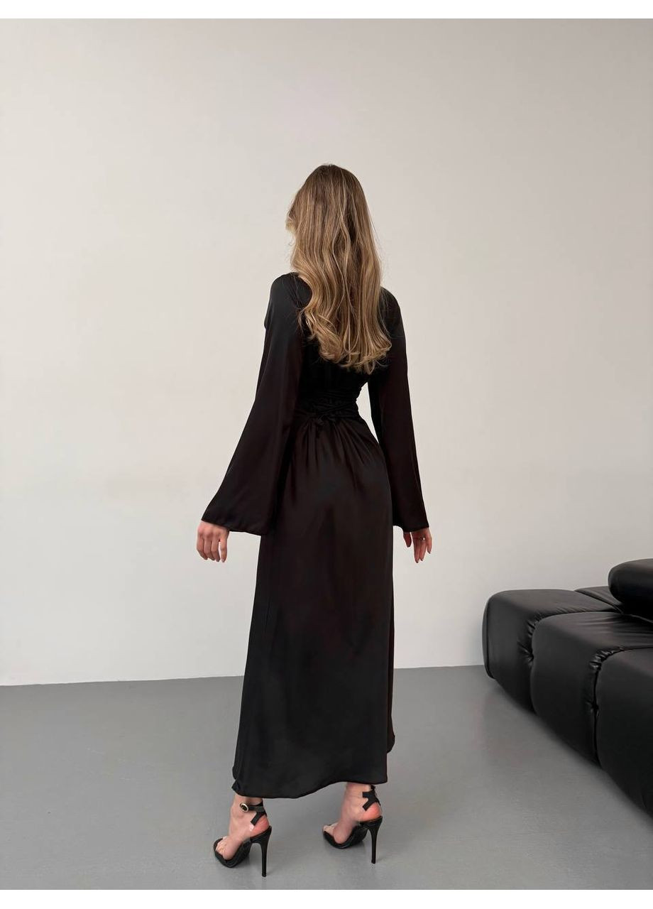 Черное женское шелковое платье макси Osoblyva
